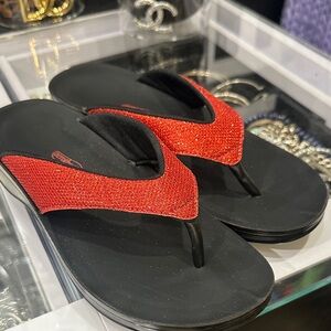 Chic Red Glitter Sandals